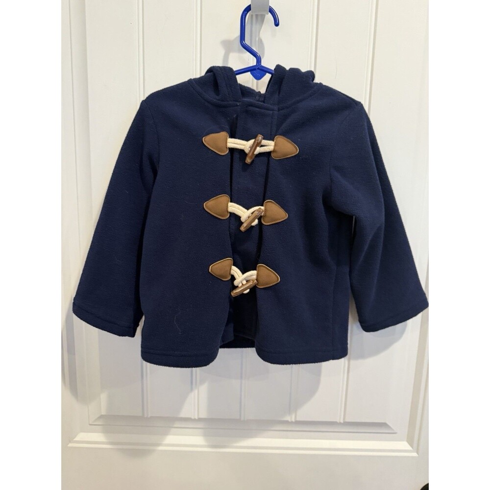 Good Lad Toddler Boys 3T Navy Blue Fleece Hooded Toggle Duffle Coat Jacke